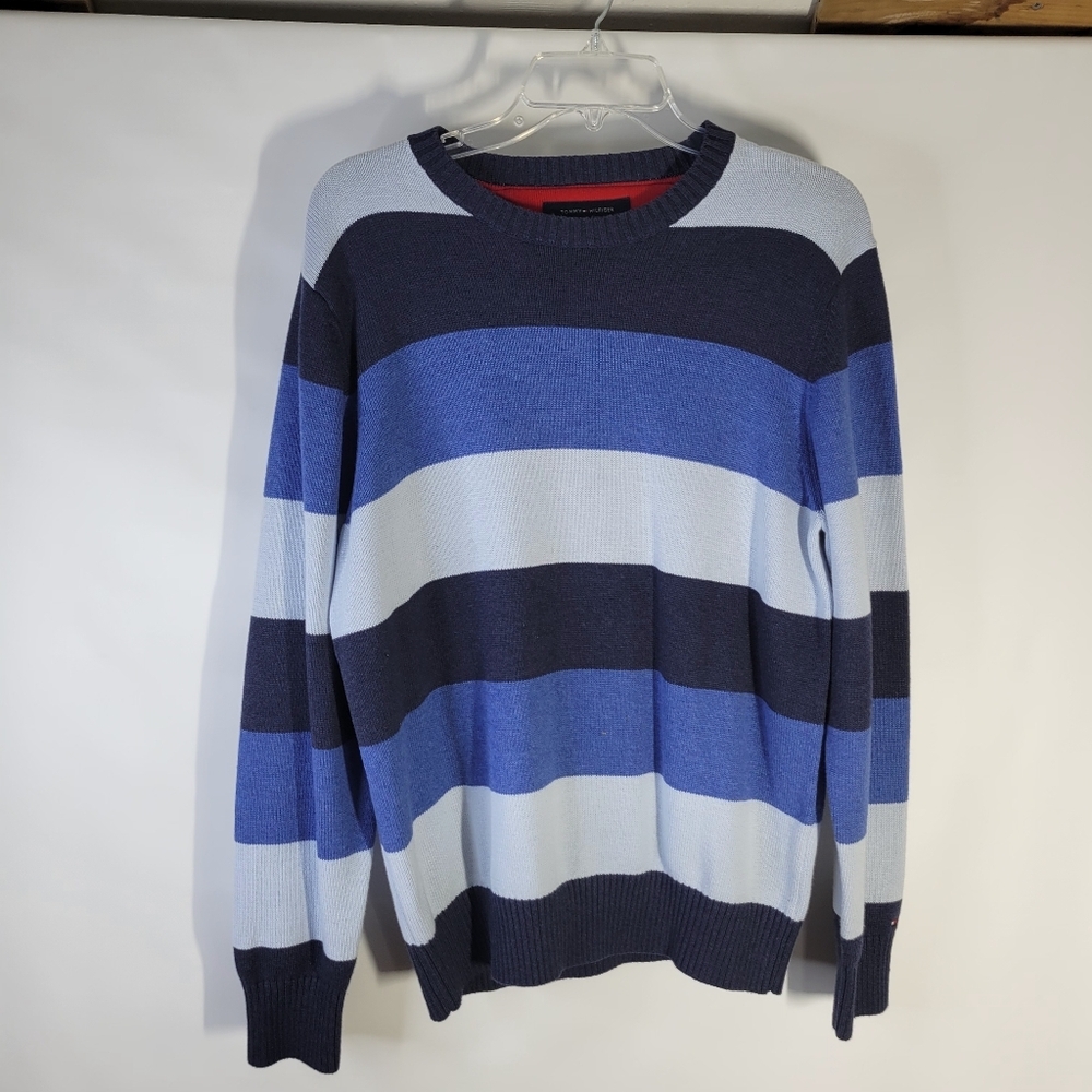 Tommy Hilfiger Mens Striped 100% Cotton Sweater Size Medium